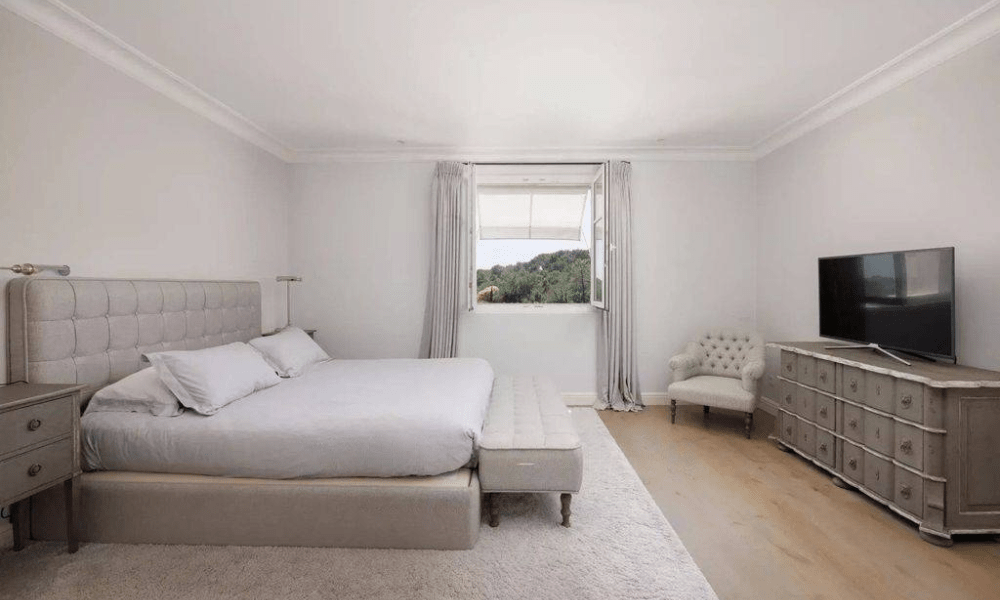 Dining area set for outdoor meals in lush garden